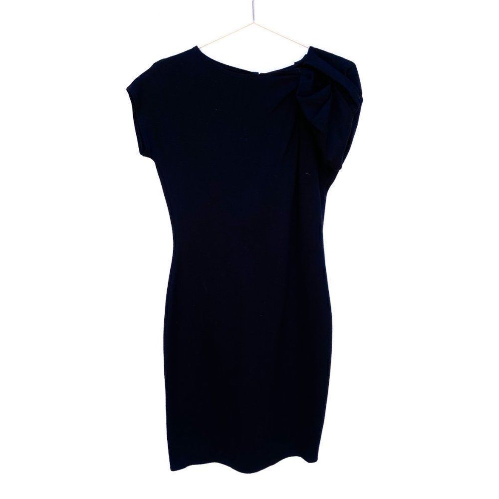 NWT Armani Collezioni Black One Puff Shoulder Black Below Knee Dress Retail $895